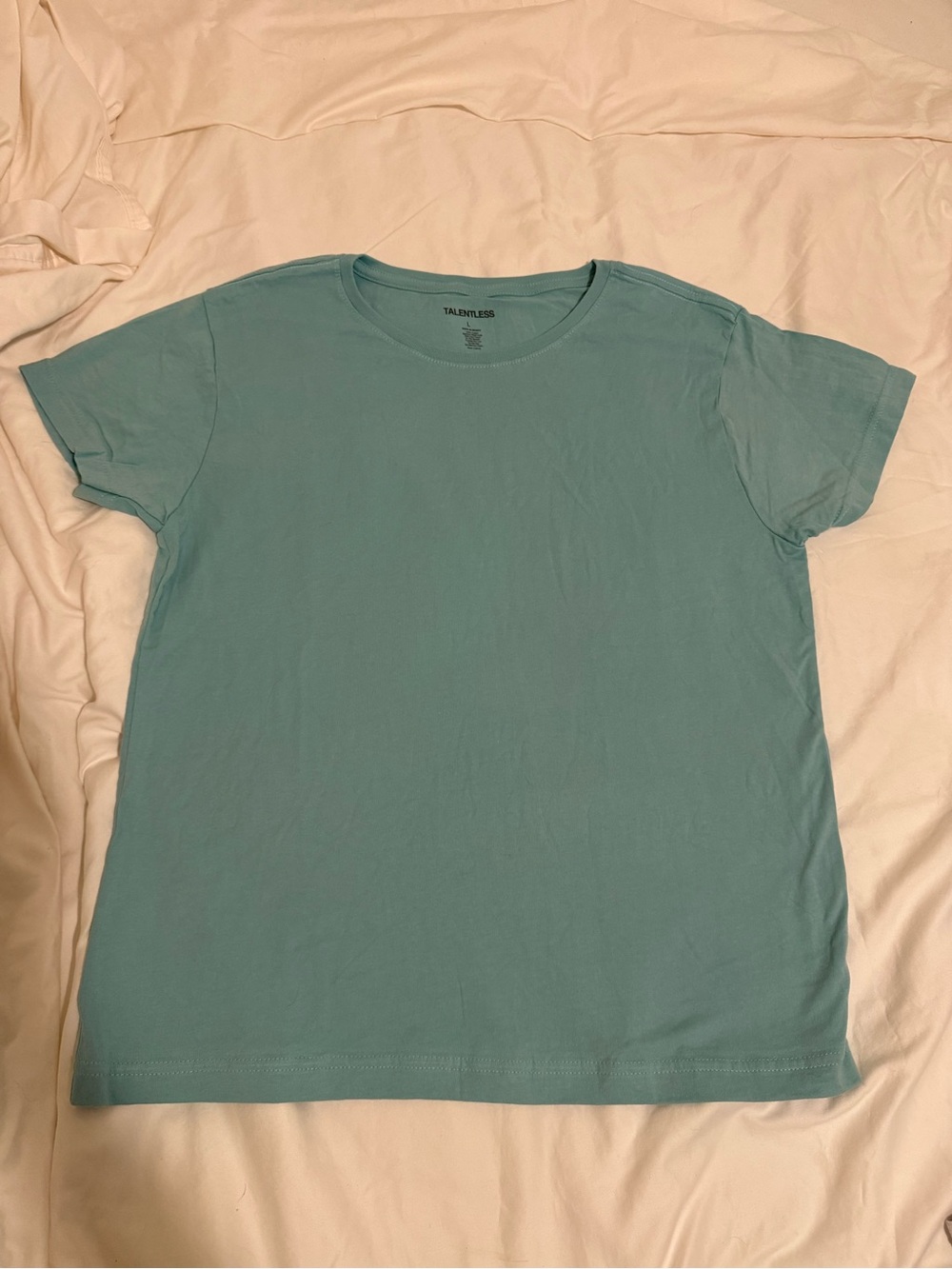 TALENTLESS Women's Aqua Crewneck Short Sleeve Tee